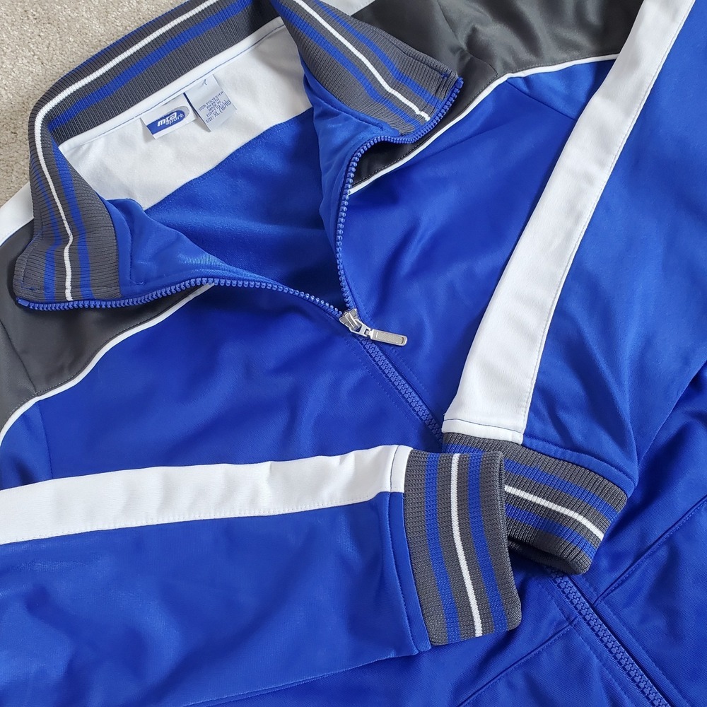 MTA Sport Boys Jacket Full Zip SIZE XL‎ 16/18 Blue & White Long Sleeve
